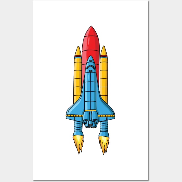 Rocket ship cartoon illustration Wall Art by Cartoons of fun